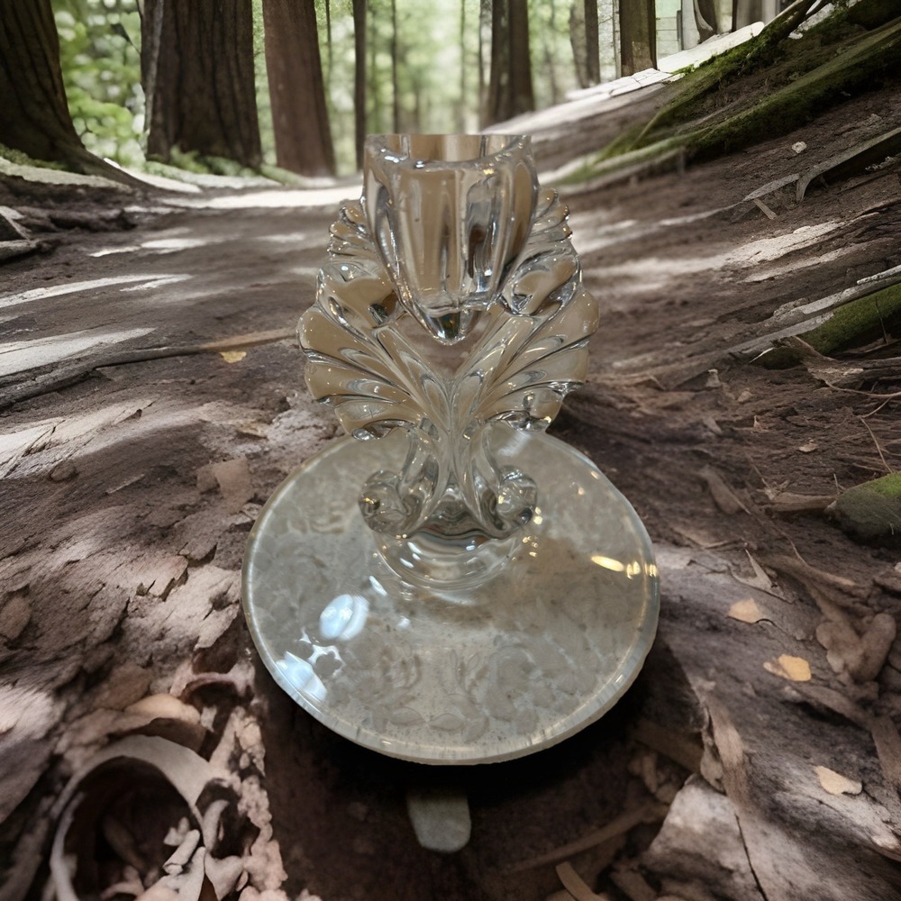 Vtg‎ Martinsville Janice Clear Single Light Glass Candlestick Holder